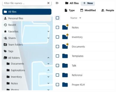 semaiDOCS document management repository with folders such as Notes, Inventory, Documents and Templates